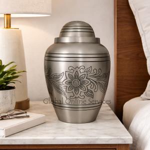Big Pewter Bouquet Brass Adult Urn Ashes for Human