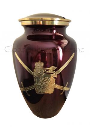 Big Size UK Military Symbol Maroon Funeral Adult Urn For Ashes