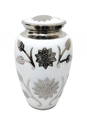 Big White Color Sunflower Hastings Adult Funeral Urn for Human Ashes Big White Color Sunflower Hastings Adult Funeral Urn for Human Ashes