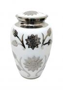 Big White Color Sunflower Hastings Adult Funeral Urn for Human Ashes