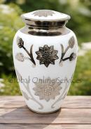 Big White Color Sunflower Hastings Adult Funeral Urn for Human Ashes