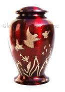 Birds In Flight Red Color Big Funeral Adult Urn Ashes