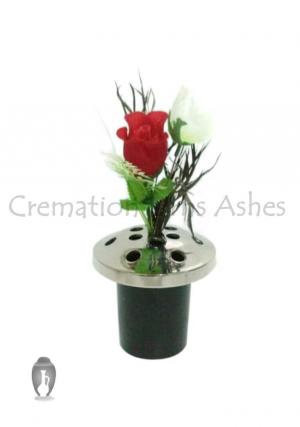 Black Grave Vases for Flowers, 14 Cm Height and 13.5 Cm Diameter