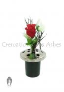 Black Grave Vases for Flowers, 14 Cm Height and 13.5 Cm Diameter