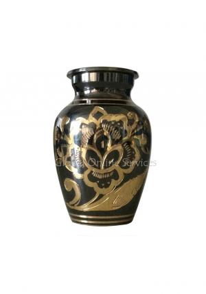 Black Polished Classic Nickel Brass Keepsake Urn For Cremation Ashes