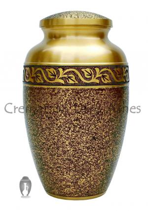 Black Speckled Adult Cremation Urn for Ashes in Engraved Band Finish.