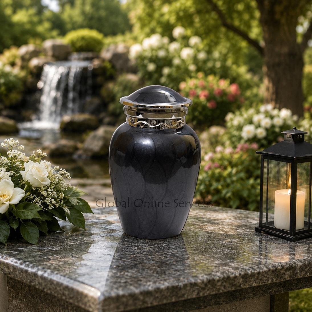 Blessing Black Cremation Keepsake Urn Ashes
