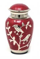 Blessing Silver Birds Small Keepsake Urn (Red and Silver) 