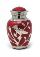 Blessing Silver Birds Small Keepsake Urn (Red and Silver)
