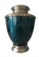 Blue Finish Antique Hand Engraved Border Adult Urn