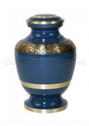 Blue Floral Leaf Band Cremation Urn for Ashes