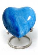 Blue Heart Keepsake Urn for Memorial Ashes, Brass Made