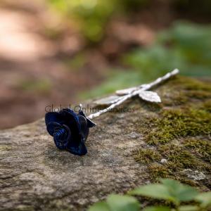 Blue Rose Stem Urn for Keepsake Ashes