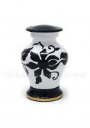 Cream White Floral Keepsake Urn – Handcrafted Brass Mini Memorial Urn for Ashes