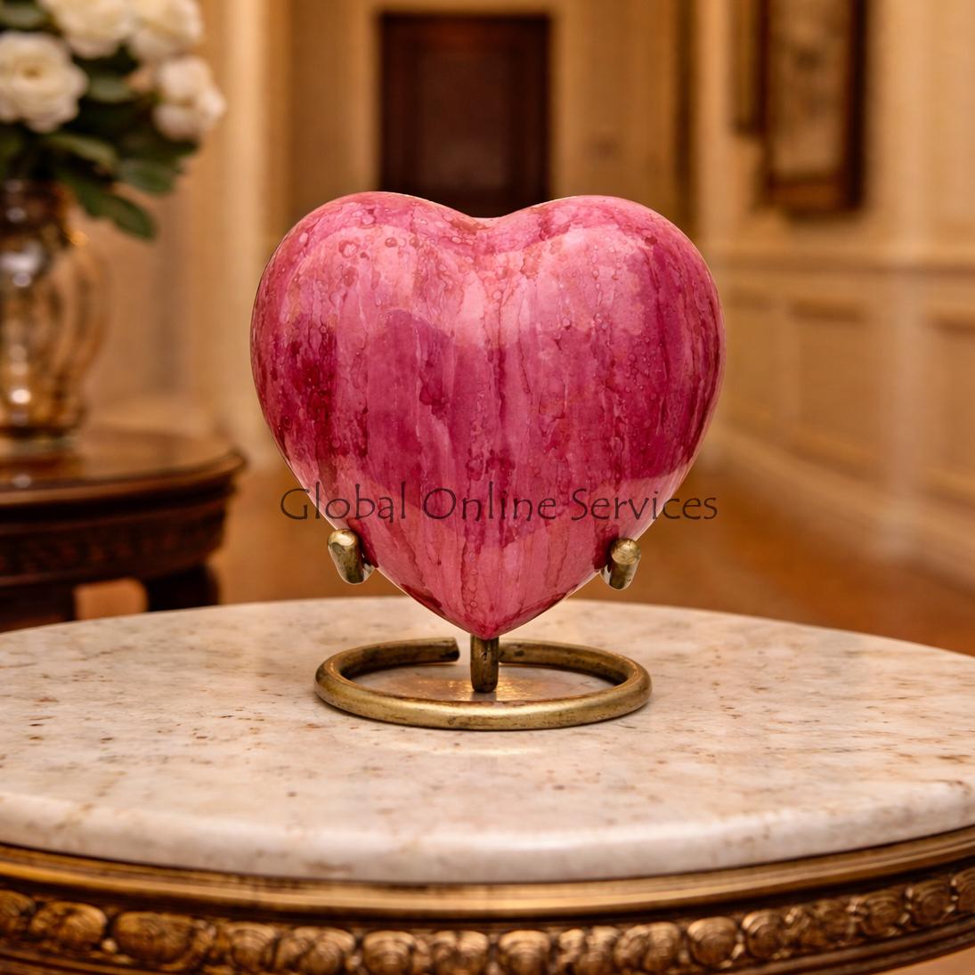 Brass Made Heart Urn for Keepsake Cremation Ashes (Pink)