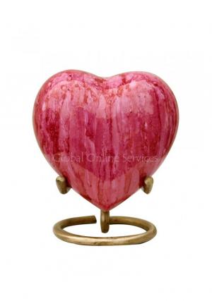 Brass Made Heart Urn for Keepsake Cremation Ashes (Pink)
