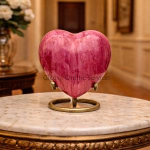 Brass Made Heart Urn for Keepsake Cremation Ashes (Pink)