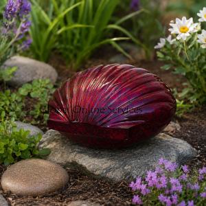 Brass Shell Keepsake Urn for Memorial Ashes, Red Urn