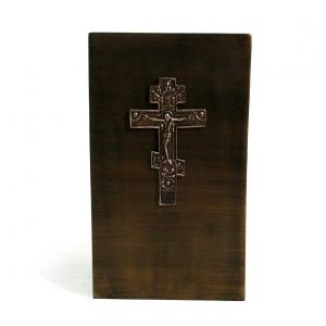 Brown Cremation Iron Urns Ashes, Cross Christ Urn For Human Ashes