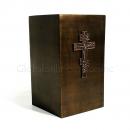 Brown Cremation Iron Urns Ashes, Cross Christ Urn For Human Ashes