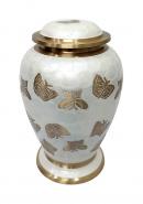 Butterflies Pearl White Adult Cremation Urn for Ashes