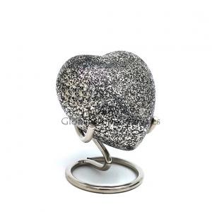 Cremation Urns Brass Funeral Urn Ashes, Glenwood Small Heart Keepsake Urn with Stand (Black)