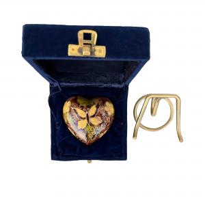 Golden Butterfly Small Heart Keepsake Funeral Urn