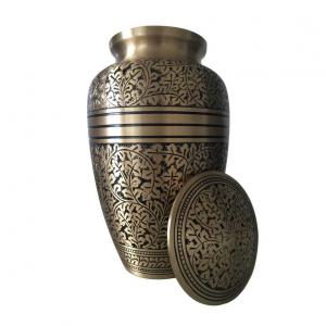 Antique Nickel Engraved 7-inches Cremation Urn for Ashes