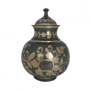 Black and Golden Floral Human Adult Memorial Urn Ashes