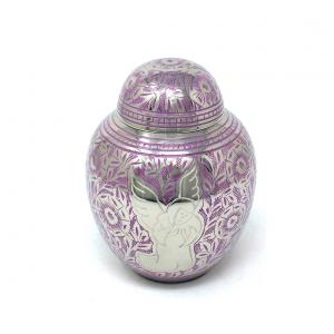 Engraved Mauve Angel Infant Child Memorial Urn - Baby Brass Cremation Urn for Ashes