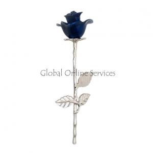 Blue Rose Stem Urn for Keepsake Ashes