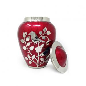 Red blessing birds large adult ashes cremation urn 