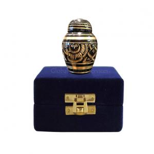 Small Black Polished Classic Brass Keepsake Urn 