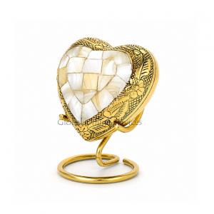 Mother of Pearl Heart Keepsake Urn for Memorial  Ashes