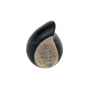 Eternal Spark Teardrop Keepsake Urn – Matte Black with Shimmering Pewter Mosaic