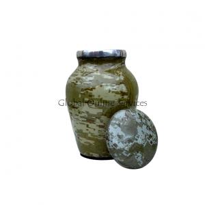 French Camouflage Mini Urn – Handcrafted Aluminium Ashes Container