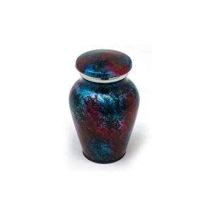 Shimmering Red & Blue Mini Urn – Elegant Aluminium Keepsake for Ashes