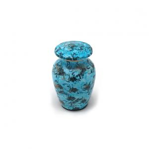 Serene Blue Marbled Keepsake Urn – Elegant Brass Memorial for Human & Pet Ashes