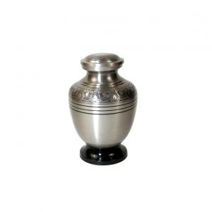 Floral Engraved Pewter Keepsake Urn – Premium Brass Mini Urn with Velvet Box