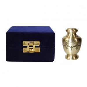 Timeless Pewter Memorial Urn – Small Brass Keepsake with Elegant Floral Band
