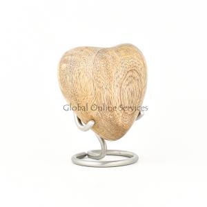 Wooden Heart Keepsake Urn for Funeral Human Ashes (Polished)