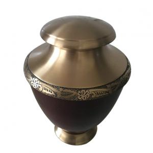 Large Maroon Finish Antique Border Adult Cremation Urn for Ashes