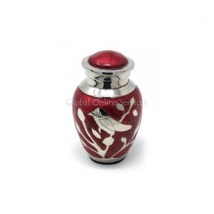 Blessing Silver Birds Small Keepsake Urn (Red and Silver)
