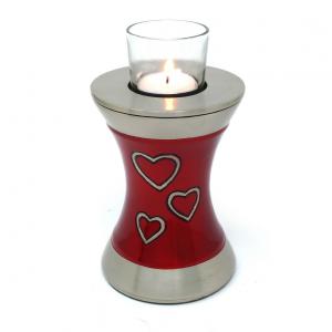 Beautiful Brass Loving Hearts Tealight Medium Cremation Urn For Human Ashes