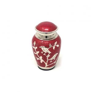 Blessing Silver Birds Small Keepsake Urn (Red and Silver) 