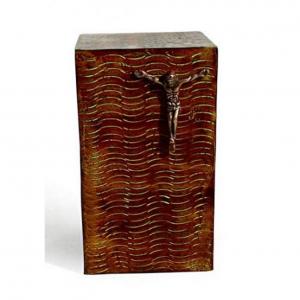 Iron Cremation Urn Ashes, Cross Christ Urn