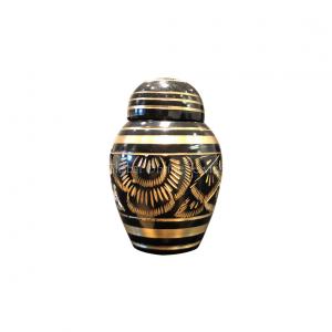 Pack of Two Small Black Polished Classic Brass Keepsake Urns 