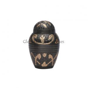 Pack of Two Dome Top Windsor Black Floral Keepsake Urns – Elegant Mini Memorial Urns for Ashes