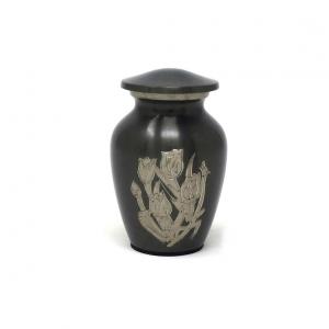 Pack of Six Small Gray Rose Keepsake Urns – Hand-Engraved Mini Memorial Urns for Human Ashes