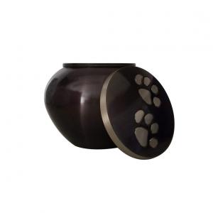 Black Nickle Paw Print Pet Dog/Cat Memorial Urn For Ashes